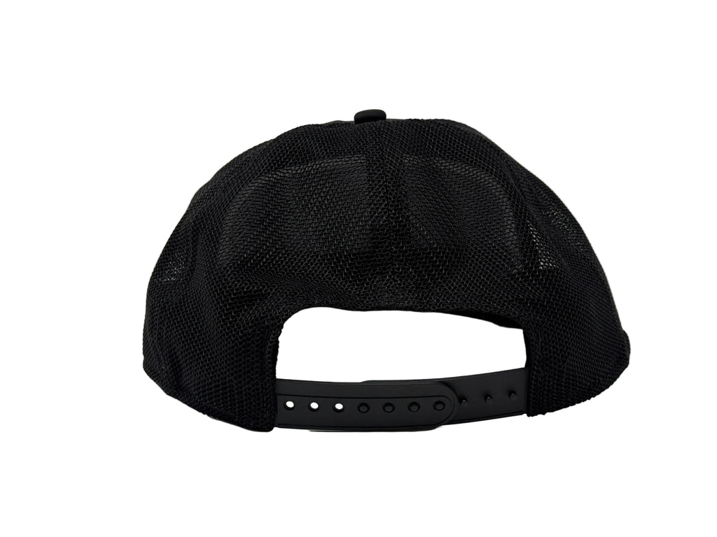 Black mesh cap on a light gray background