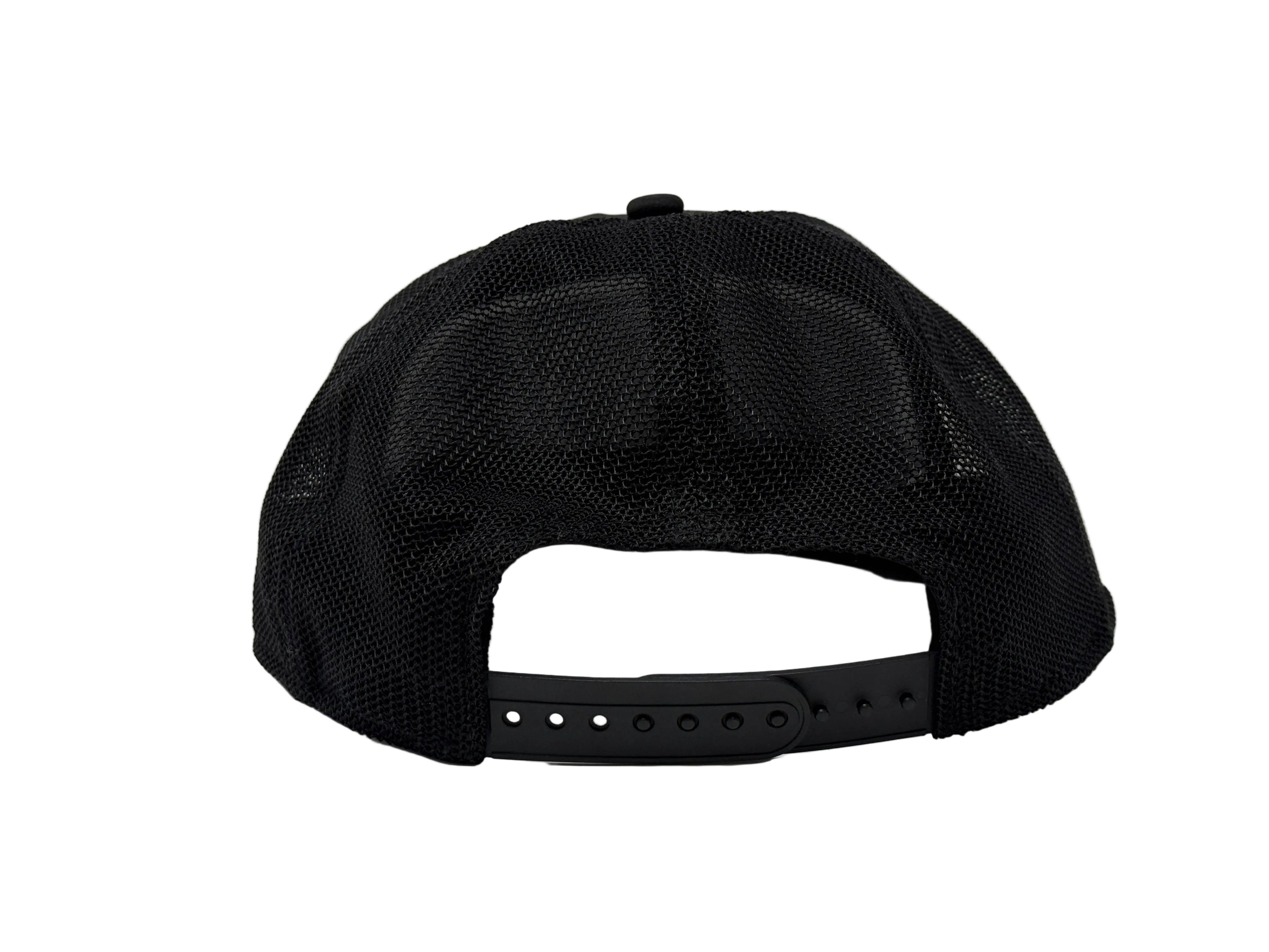 Black mesh cap on a light gray background