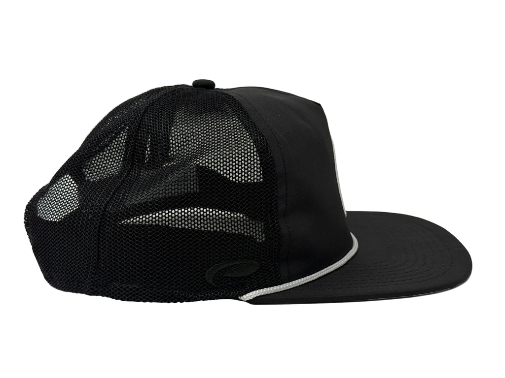 Black mesh cap on a white background