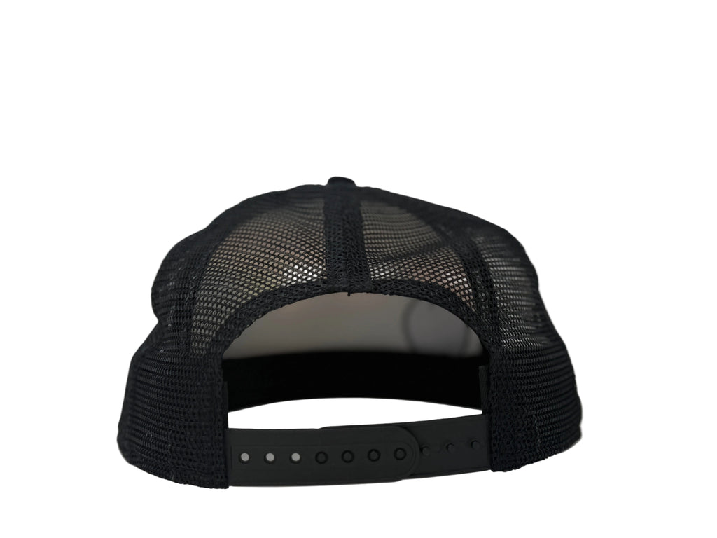 Black mesh cap on a white background