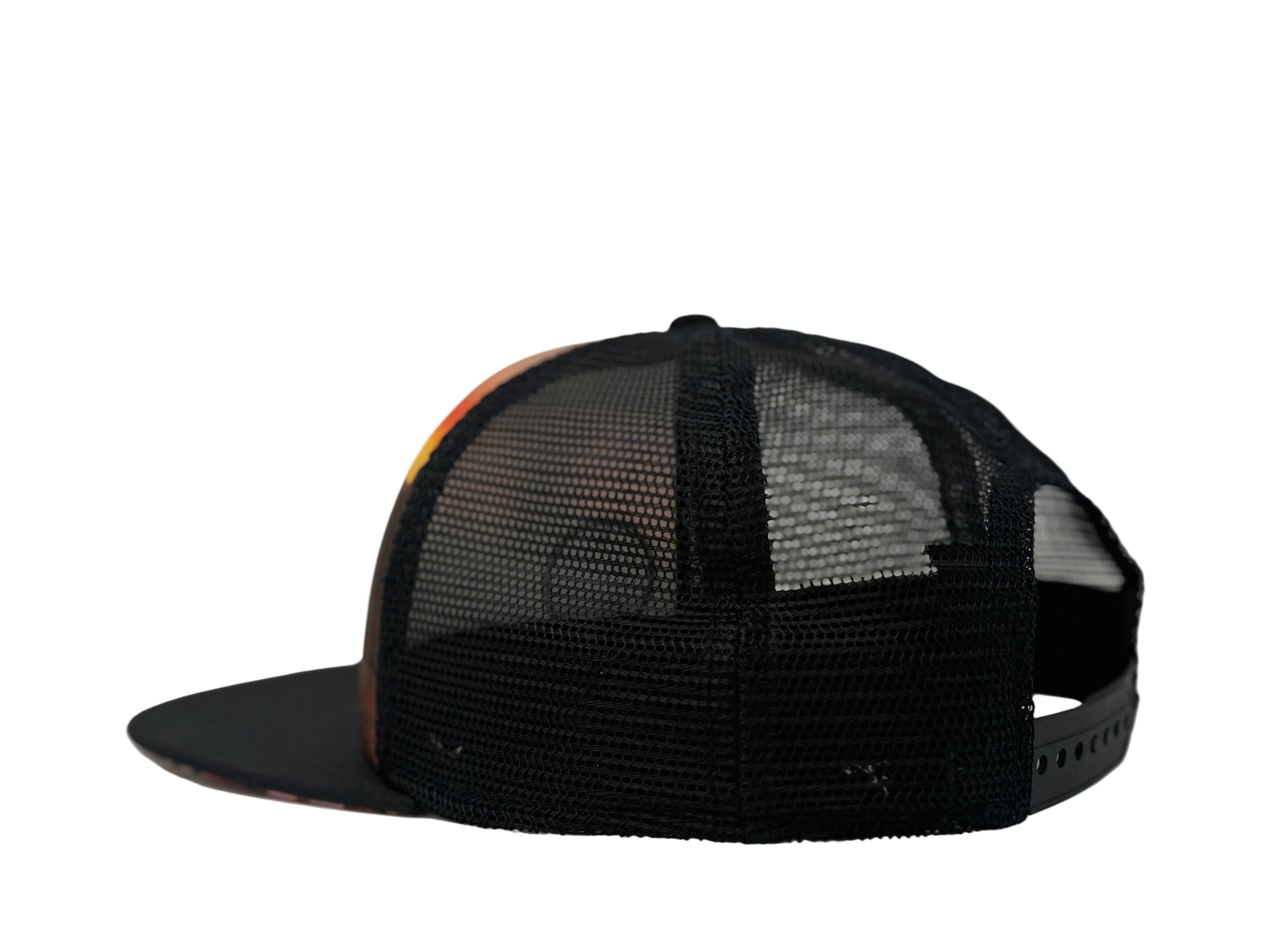 Black mesh cap on a white background