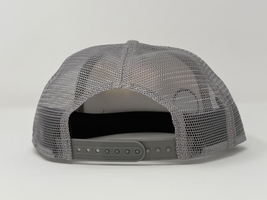 Gray mesh back cap on a white background